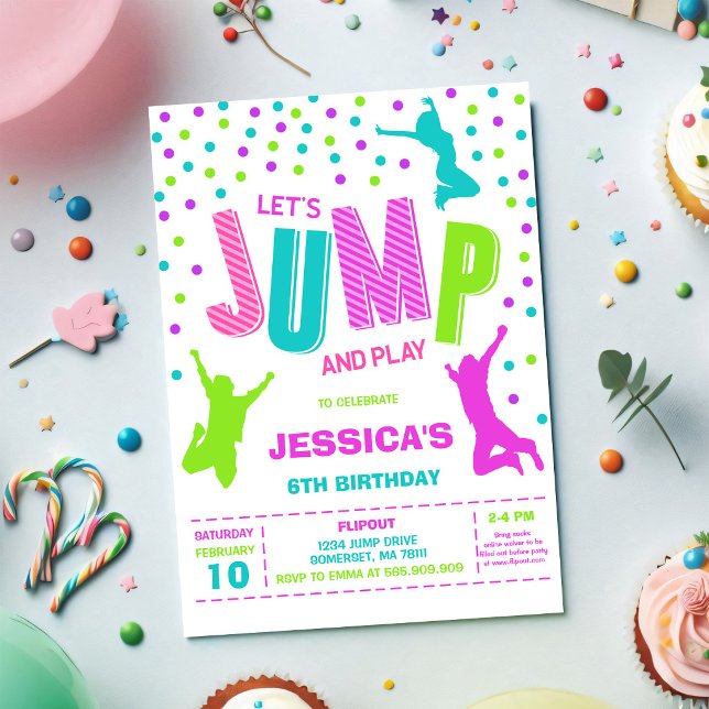 Let's Jump & Play Kids Birthday Invitation (Creator Uploaded)