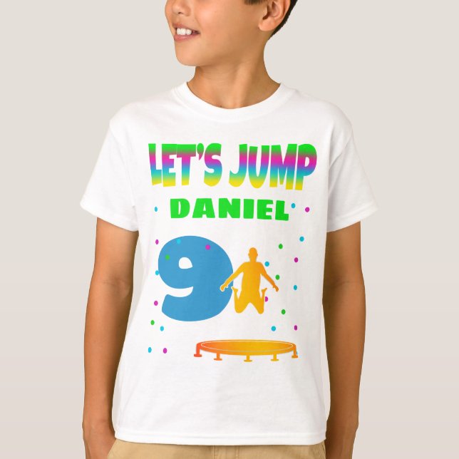 Let's Jump Trampoline Birthday Boy T-Shirt (Front)