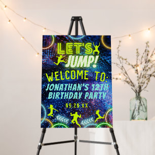 Let's Jump Trampoline Neon Birthday Party Sign