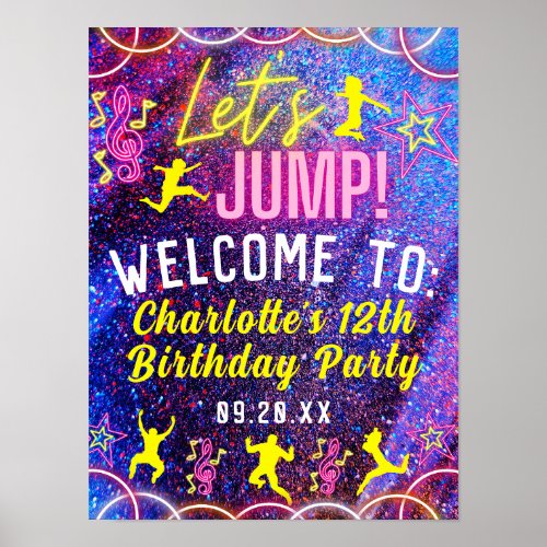 Lets Jump Trampoline Neon Party Welcome Sign