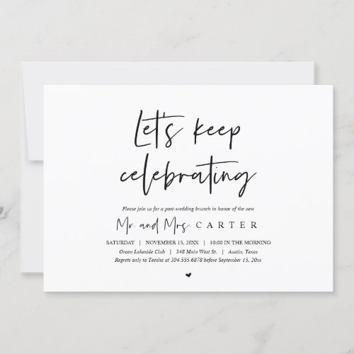 Lets keep celebrating post wedding brunch invitation