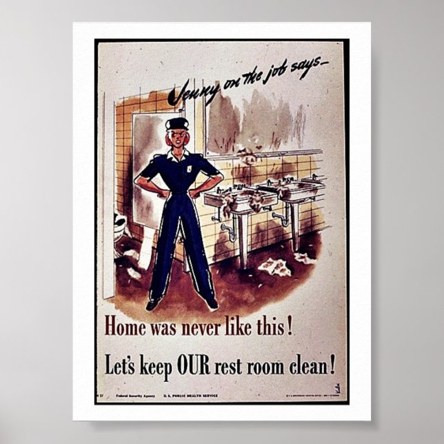 Let's Keep Our Rest Room Clean! Poster (Front)