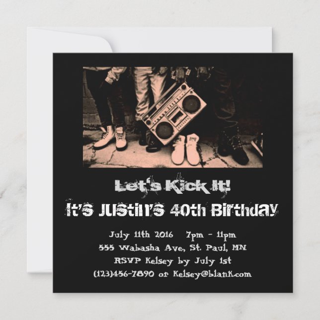 Let's Kick It Birthday Invitation (Front)