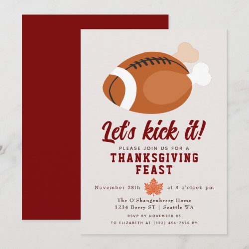 Let's Kick It Funny Thanksgiving Dinner Invitation