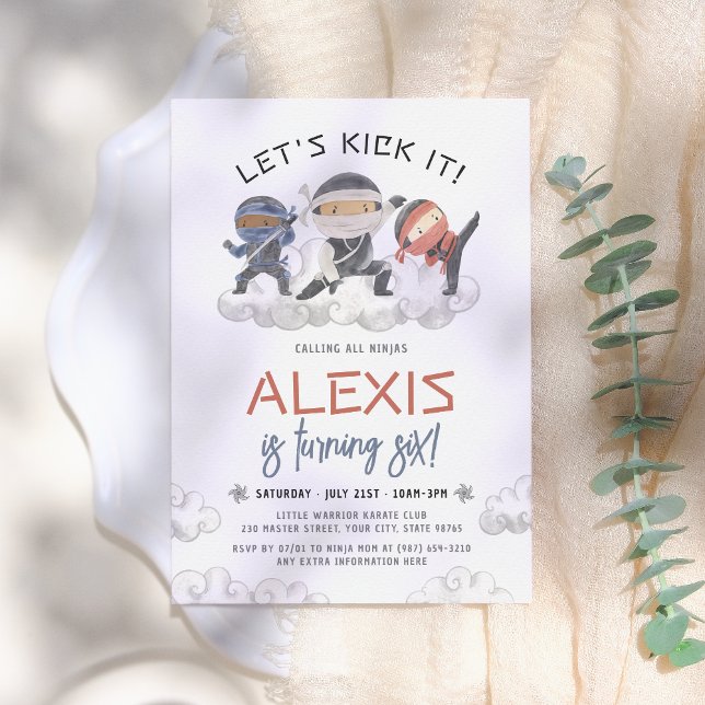 Let's Kick It Ninja Warrior Martial Arts Birthday Invitation (Creator Uploaded)