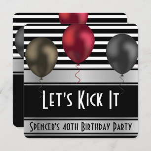 "Let's Kick It" Stripes Birthday Invitation