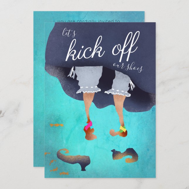 Let's Kick Off Shoes Funny Halloween Party Aqua Invitation (Front/Back)