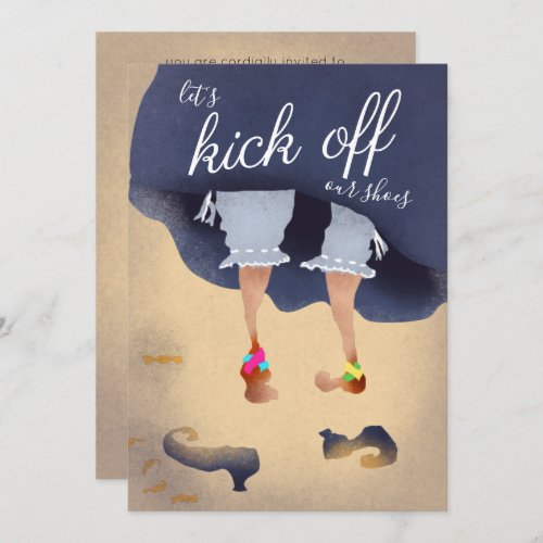 Lets Kick Off Shoes Funny Halloween Party Orange Invitation