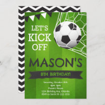 Let's Kick Off Soccer Birthday Invitation