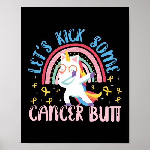 Lets Kick Some Cancer Butt Childhood Cancer Poster