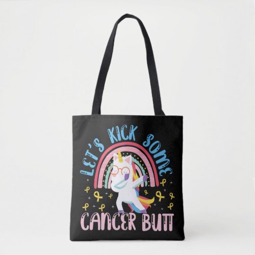 Lets Kick Some Cancer Butt Childhood Cancer Tote Bag