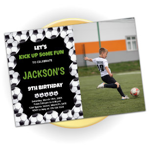 Let's Kick up Soccer Birthday Invitations W Photo