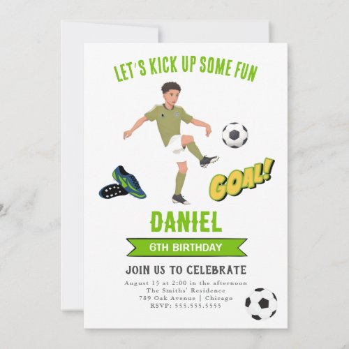 Lets kick up some fun Soccer Birthday Invitation