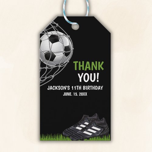 Lets Kick up the fun Cute Soccer Birthday Gift Tags