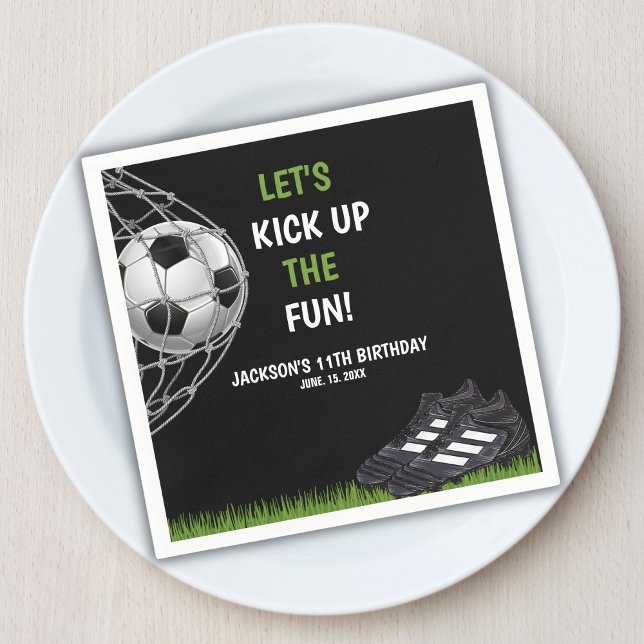 Let's Kick up the fun!, Fun Soccer Birthday Napkins (Creator Uploaded)
