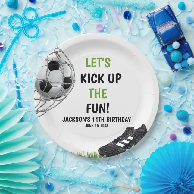 Let's Kick up the fun!, Fun Soccer Birthday Paper Plates (Party)