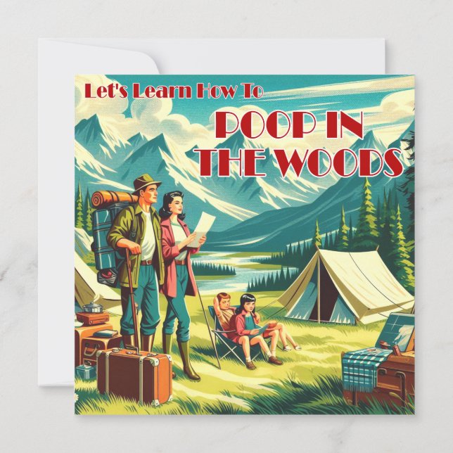 Let's Learn How To Poop In The Woods Camping Thank You Card (Back)