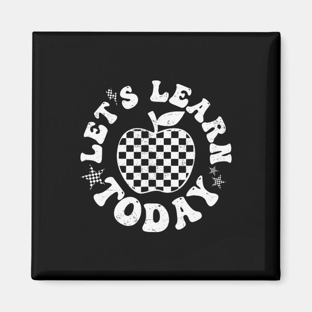 Let's Learn Today Checkered Apple Back To School T Magnet (Front)
