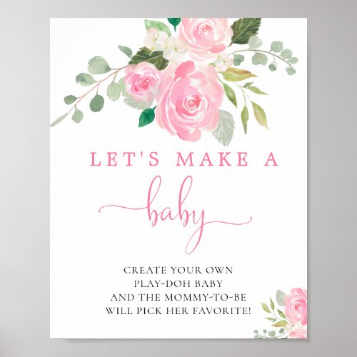 Lets make a baby fun baby shower games poster