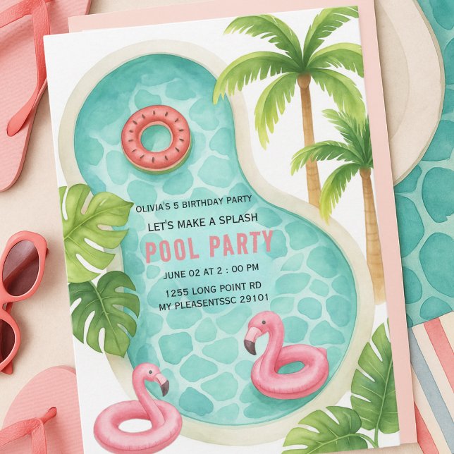 Let's Make a Splash Pool Party Kids Birthday  Invitation (Creator Uploaded)