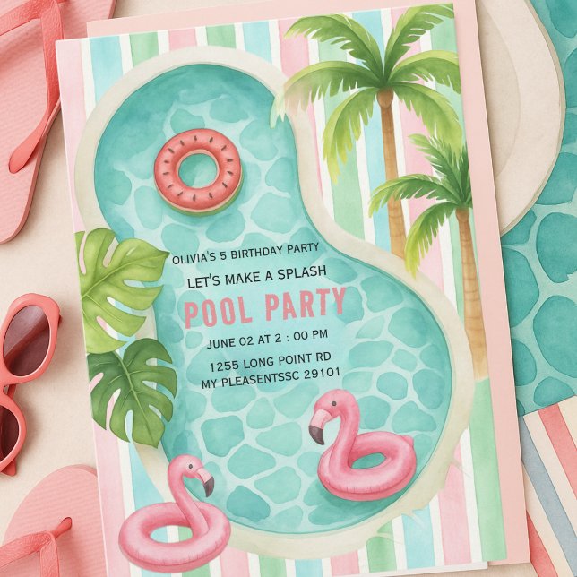Let's Make a Splash Pool Party Kids Birthday Invitation (Creator Uploaded)