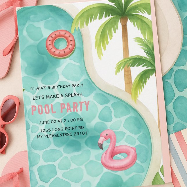 Let's Make a Splash Pool Party Kids Birthday Invitation (Creator Uploaded)