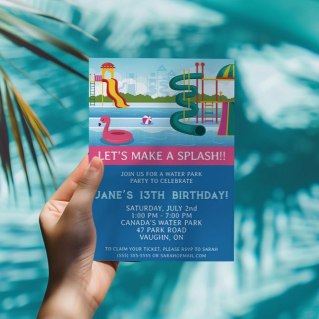 Let's Make a Splash!  Water Park Birthday Party Invitation (Creator Uploaded)