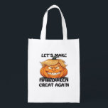 Let's Make Halloween Great Again Classic Grocery Bag<br><div class="desc">Let's Make Halloween Great Again Classic – A classic Trumpkin-inspired parody featuring the famous slogan. Simple yet eye-catching,  it adds a humorous twist to Halloween traditions. Great for anyone looking to spark laughs and conversations.</div>