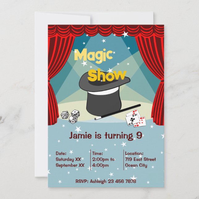Let's Make Magic Kids Birthday Party Invitation (Front)