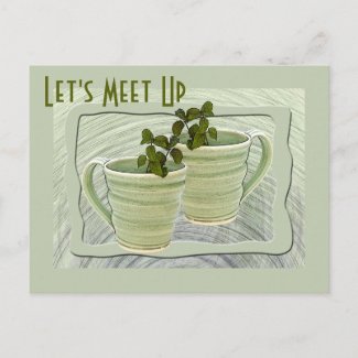 Let's Meet Up Green Mugs Mint Sprigs Photo Custom