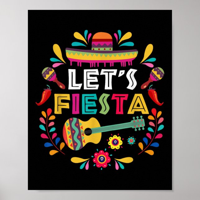 Lets Mexican Fiesta Cinco De Mayo Party Colourful  Poster (Front)