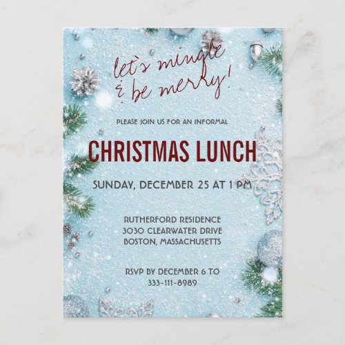 Lets Mingle and Be Merry Christmas Lunch Invitatio Postcard