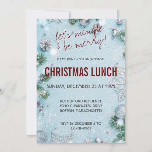 Lets Mingle and Be Merry Christmas Lunch Invitation