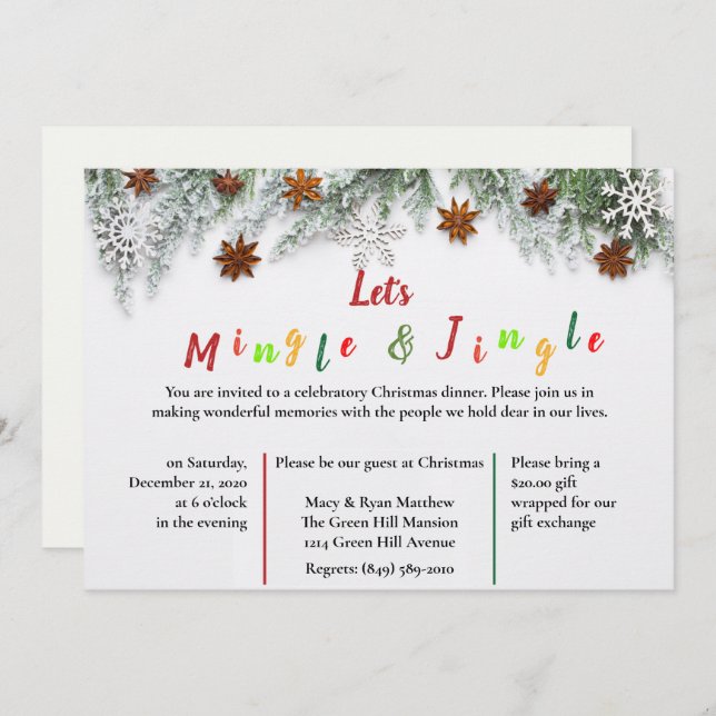 Let's Mingle & Jingle Christmas Party Invitation (Front/Back)
