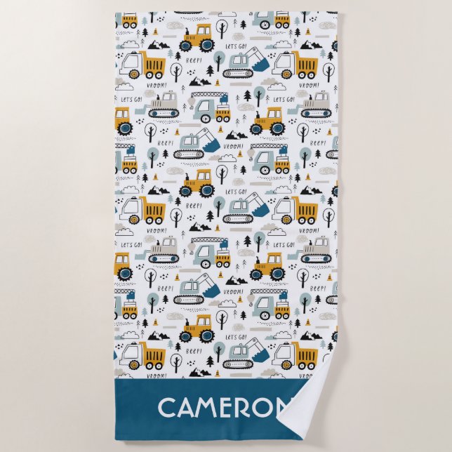 Let's Move Vehicle Pattern Beach Towel (Front)