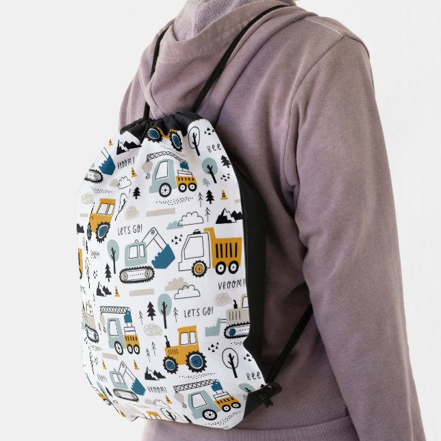 Let's Move Vehicle Pattern Drawstring Bag (Insitu)