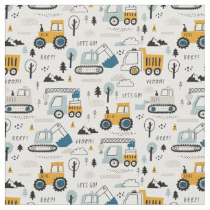 Let's Move Vehicle Pattern Fabric