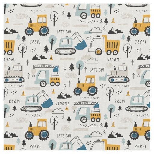 Let's Move Vehicle Pattern Fabric