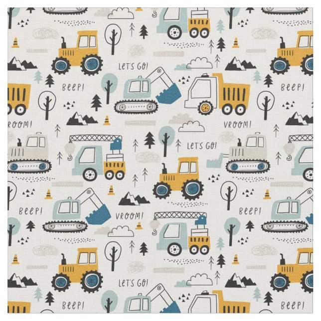 Let's Move Vehicle Pattern Fabric (Close Up)