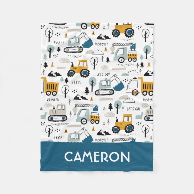Let's Move Vehicle Pattern Fleece Blanket (Front)