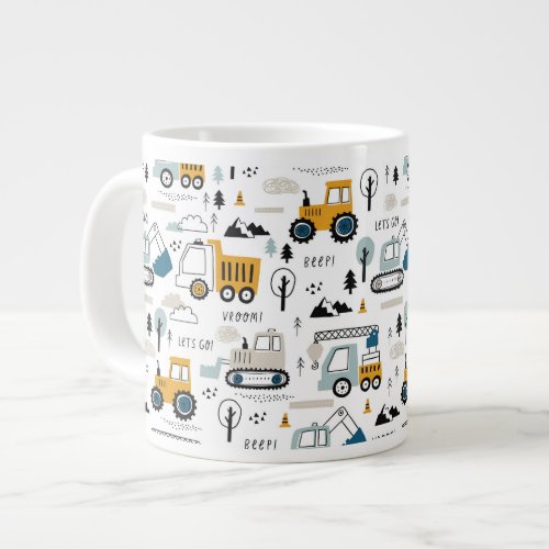 Lets Move Vehicle Pattern Giant Coffee Mug