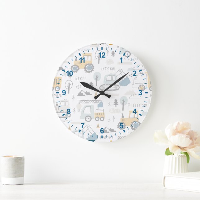 Let's Move Vehicle Pattern Large Clock (Home)