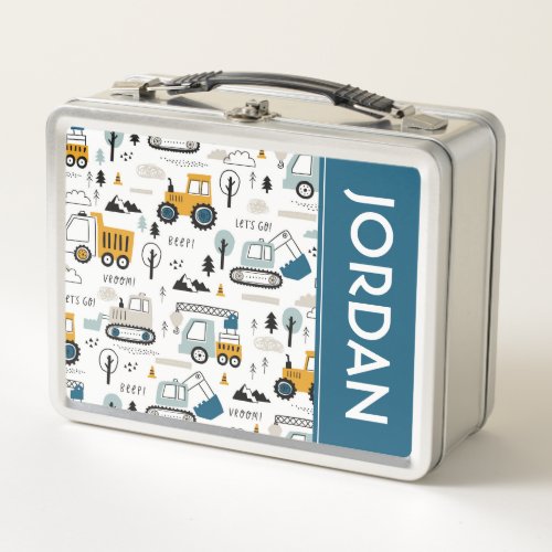 Lets Move Vehicle Pattern Metal Lunch Box