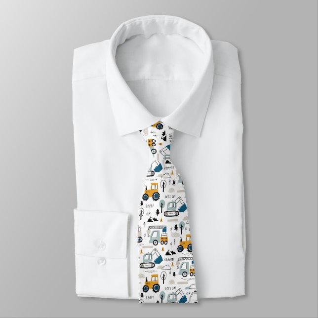Let's Move Vehicle Pattern Neck Tie (Tied)