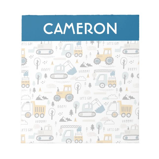 Let's Move Vehicle Pattern Notepad (Front)