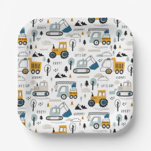 Let's Move Vehicle Pattern Paper Plates
