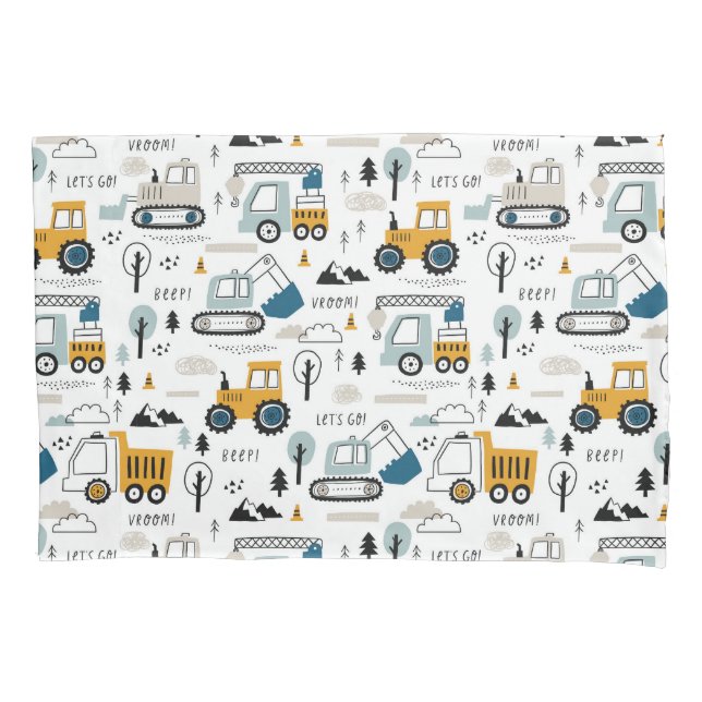 Let's Move Vehicle Pattern Pillow Case (Front)