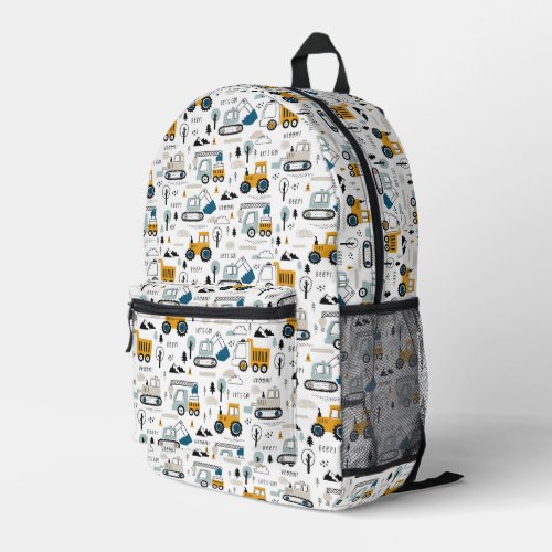 Lets Move Vehicle Pattern Printed Backpack