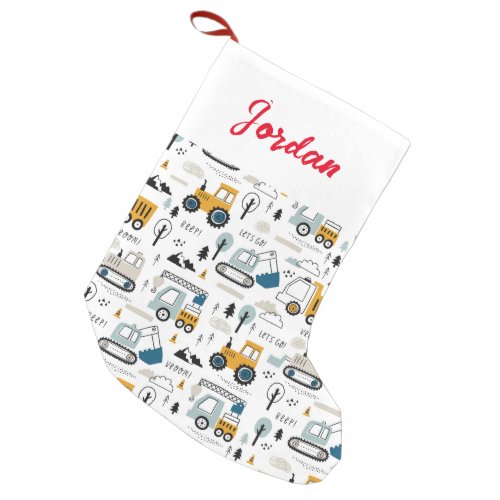Lets Move Vehicle Pattern Small Christmas Stocking