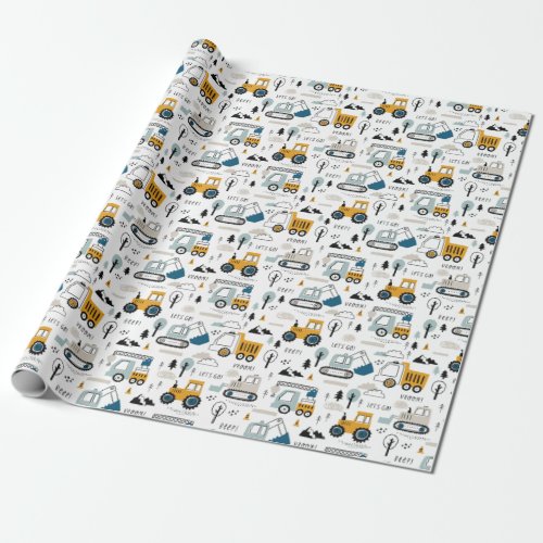 Lets Move Vehicle Pattern Wrapping Paper